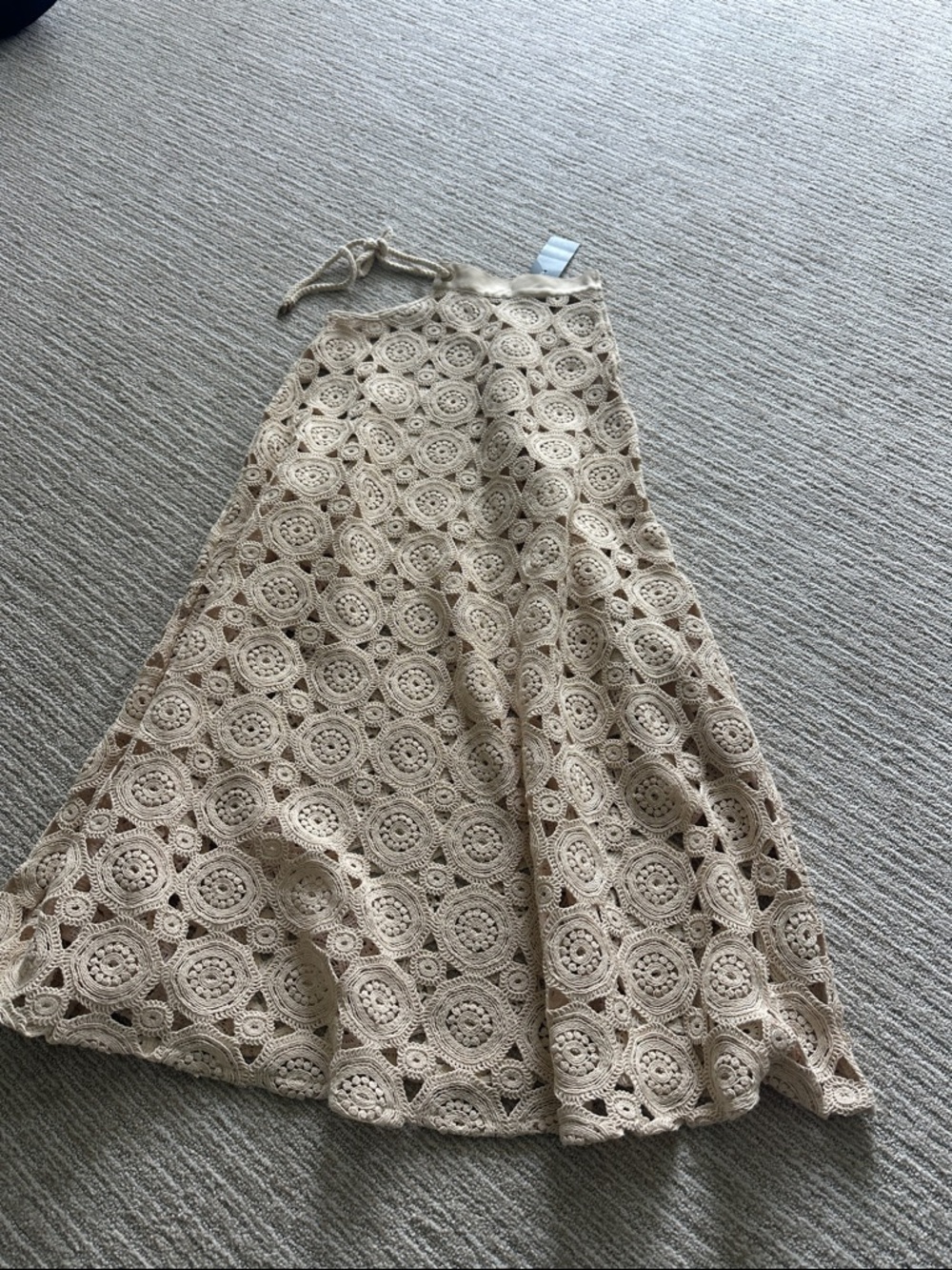 Loubucca & mariee Beige Crochet Maxi Skirt